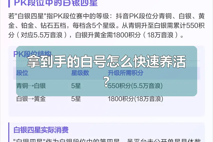 拿到手的白号怎么快速养活?